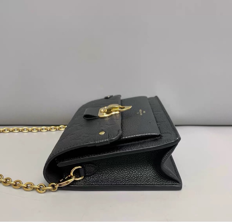 Louis Vuitton Vavin Woc黑色老花壓紋牛皮鏈條包 芯片款-5