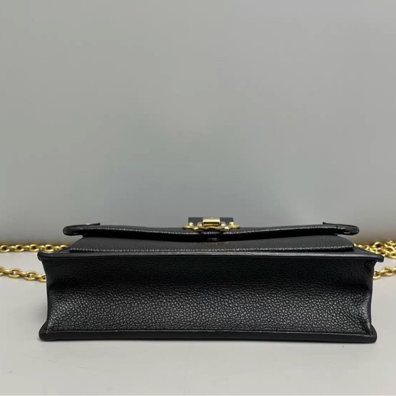 Louis Vuitton Vavin Woc黑色老花壓紋牛皮鏈條包 芯片款-6