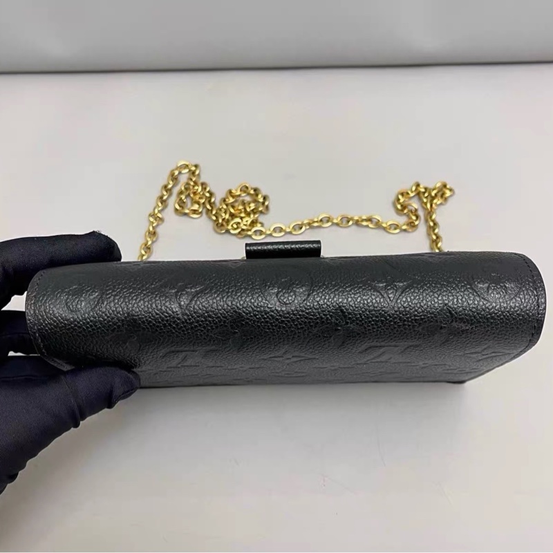 Louis Vuitton Vavin Woc黑色老花壓紋牛皮鏈條包 芯片款-7