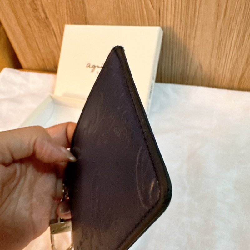 專櫃正品 法國品牌 agnis b. 牛皮皮革藍色零錢包-14