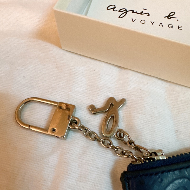 專櫃正品 法國品牌 agnis b. 牛皮皮革藍色零錢包-39