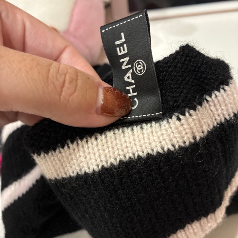 香奈兒chanel 黑色白logo 百搭手套🧤-5
