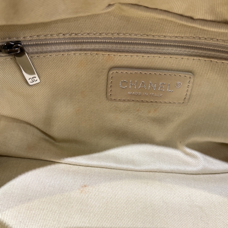 CHANEL 駝色菱格紋牛皮銀鍊泡泡包 手提包 豆腐包-10