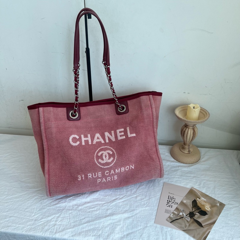 ෆ Chanel 沙灘包 西瓜紅🍉烏梅子醬色系❤️-4