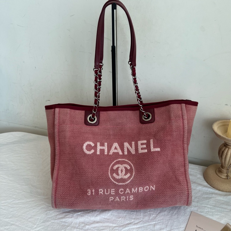 ෆ Chanel 沙灘包 西瓜紅🍉烏梅子醬色系❤️-5