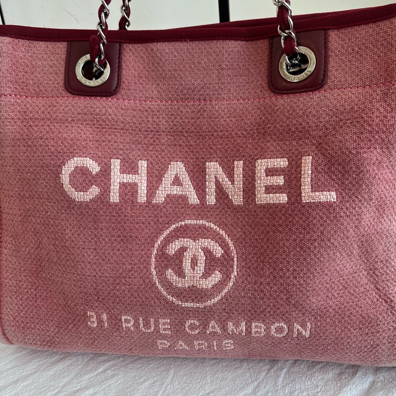 ෆ Chanel 沙灘包 西瓜紅🍉烏梅子醬色系❤️-10