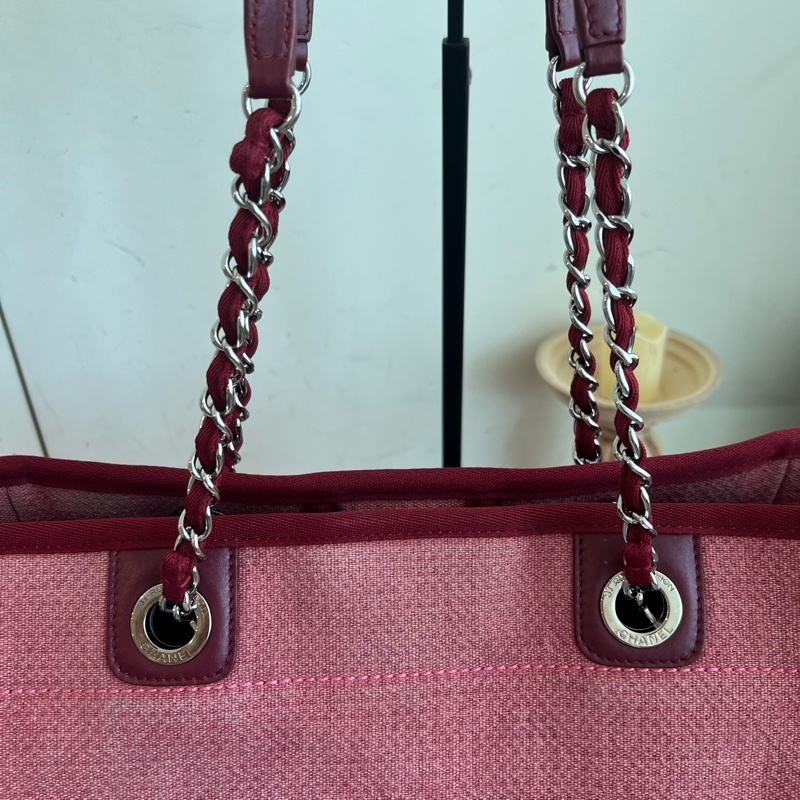 ෆ Chanel 沙灘包 西瓜紅🍉烏梅子醬色系❤️-13