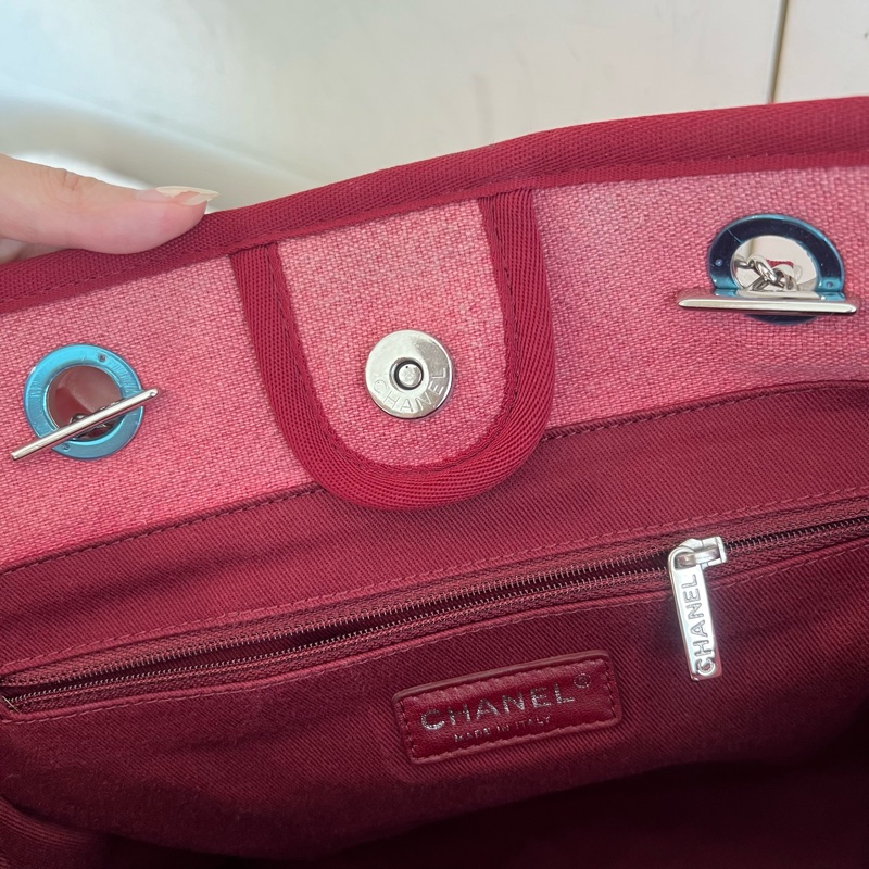 ෆ Chanel 沙灘包 西瓜紅🍉烏梅子醬色系❤️-21