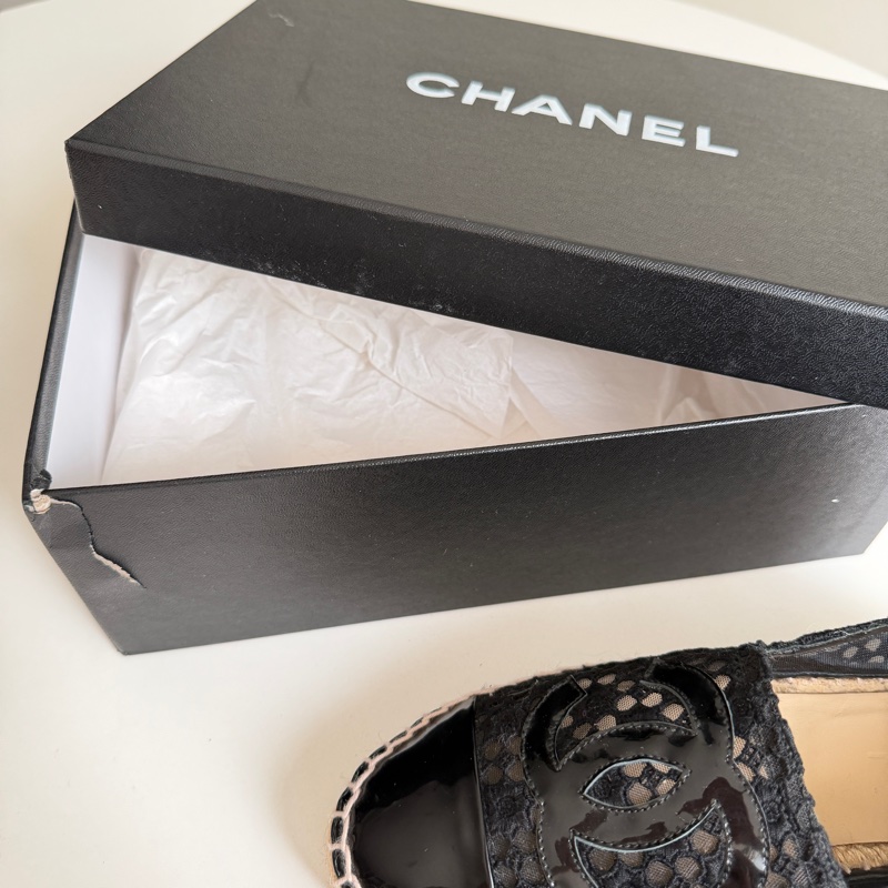 CHANEL漆皮蕾絲鉛筆鞋(全新未使用)-10