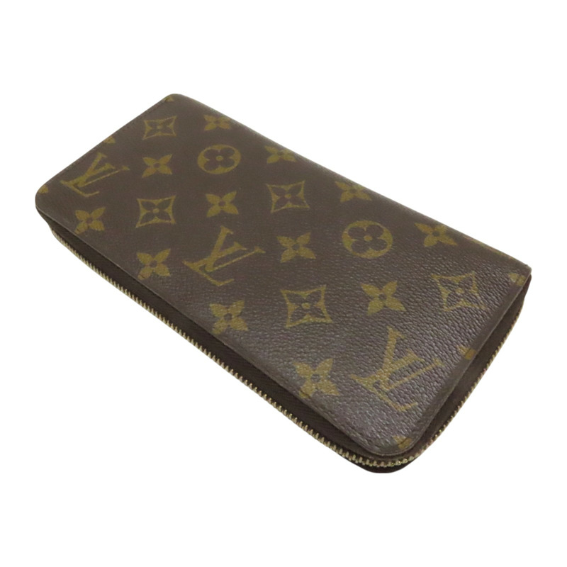 棕色 原花 帆布 拉鍊 長夾 M60017-3