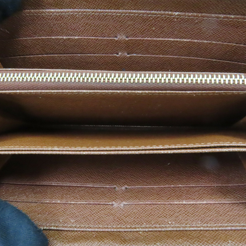 棕色 原花 帆布 拉鍊 長夾 M60017-4