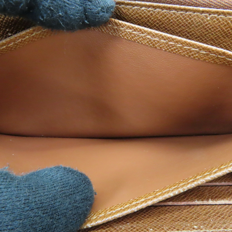 棕色 原花 帆布 拉鍊 長夾 M60017-5