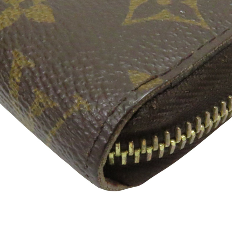 棕色 原花 帆布 拉鍊 長夾 M60017-11