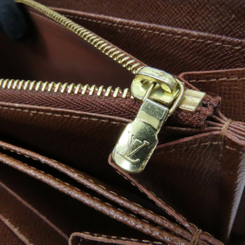 棕色 原花 帆布 拉鍊 長夾 M60017-15