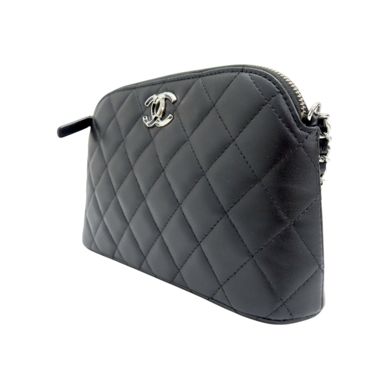 黑色 菱格紋 小羊皮 貝殼包 肩背包【CHANEL 香奈兒】-2