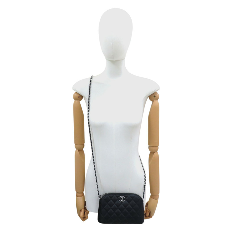 黑色 菱格紋 小羊皮 貝殼包 肩背包【CHANEL 香奈兒】-9