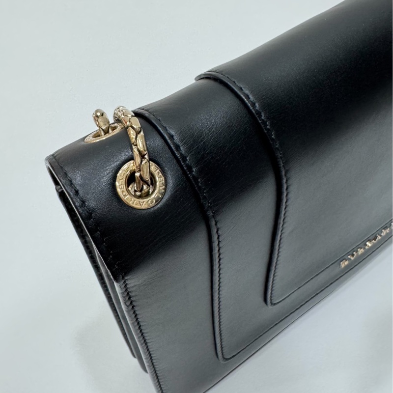 BVLGARI 寶格麗Serpenti Forever 經典 琺瑯 蛇頭 牛皮 黑 鍊條包 斜背包 肩背包 腋下包-12