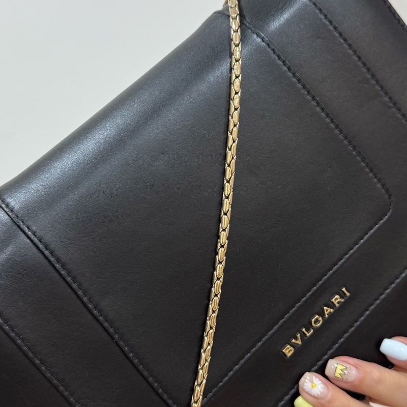 BVLGARI 寶格麗Serpenti Forever 經典 琺瑯 蛇頭 牛皮 黑 鍊條包 斜背包 肩背包 腋下包-27