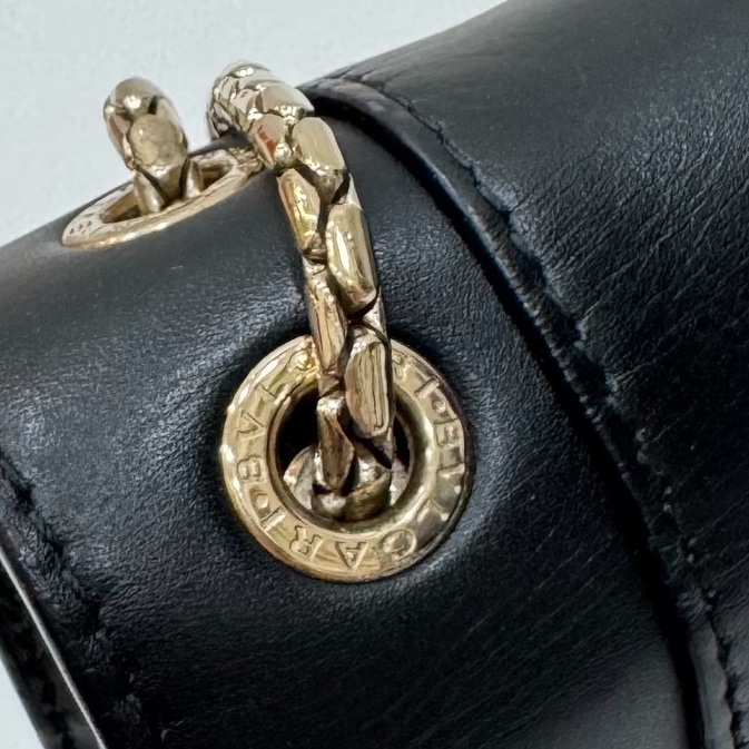 BVLGARI 寶格麗Serpenti Forever 經典 琺瑯 蛇頭 牛皮 黑 鍊條包 斜背包 肩背包 腋下包-37