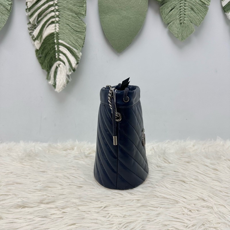 閑置品💫GUCCI GG Marmont Classic Blue銀扣水桶包 斜肩包-3