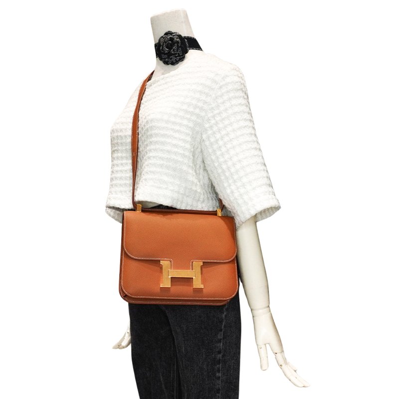 Hermes 二代 Constance 24 Epsom牛皮金釦肩背/斜背(Gold棕)-6