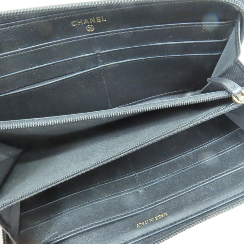 黑色 羊皮 BOY拉鍊長夾 金扣 (無卡)-4