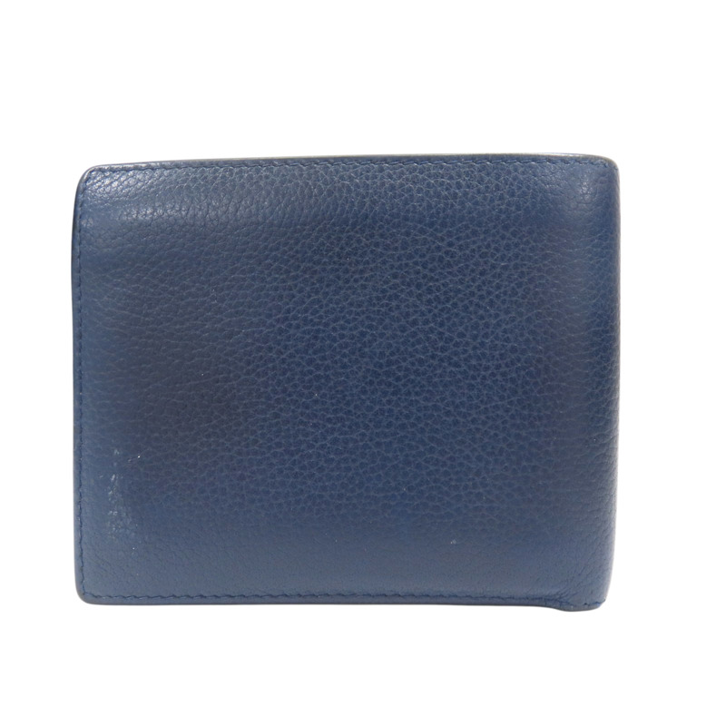 藍色 牛皮 短夾-1