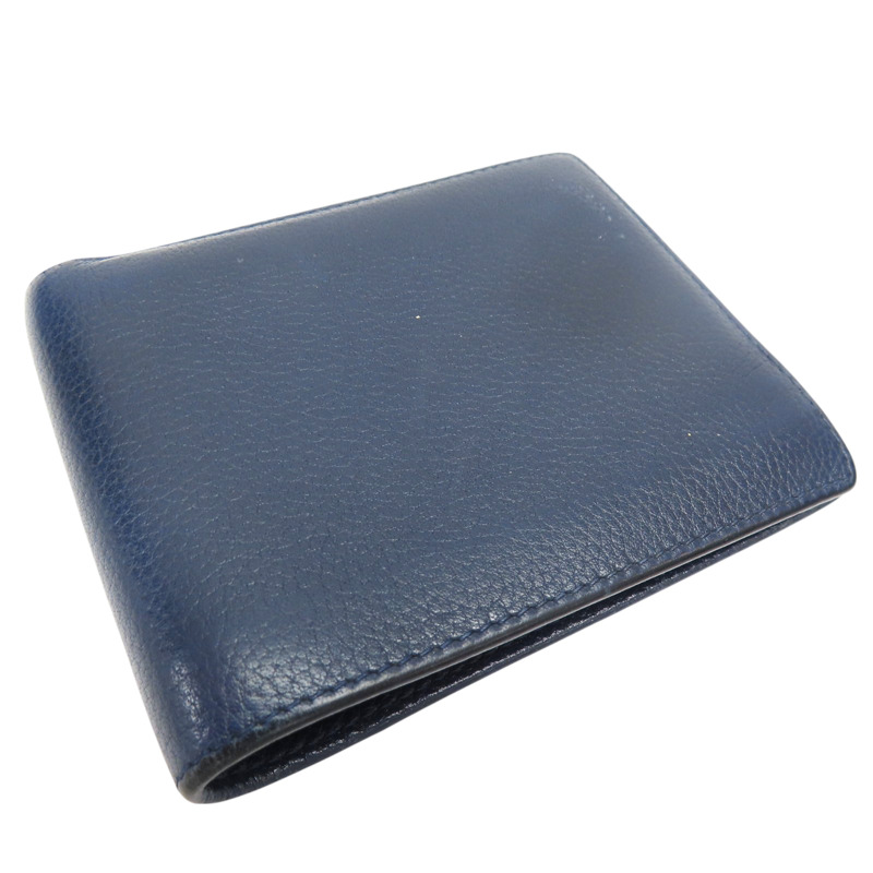 藍色 牛皮 短夾-3