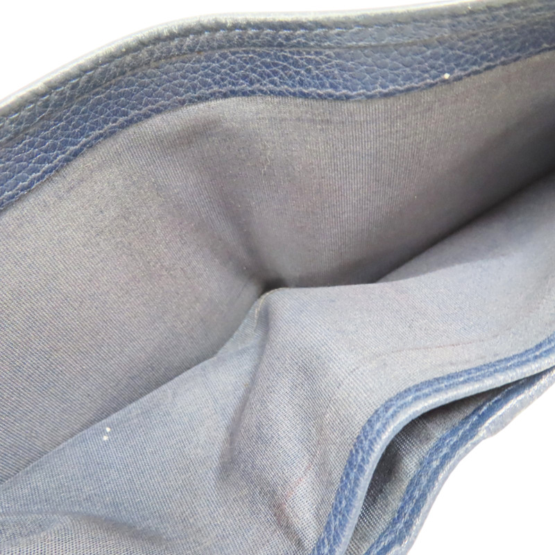 藍色 牛皮 短夾-5