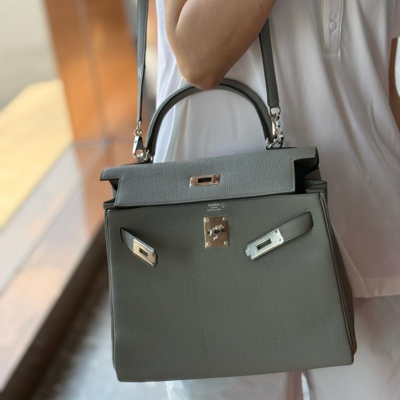 Hermes Kelly28 4Z海鷗灰銀扣 全套-5