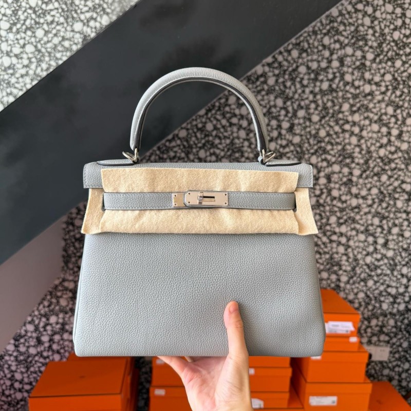 Hermes Kelly28 4Z海鷗灰銀扣 全套-6