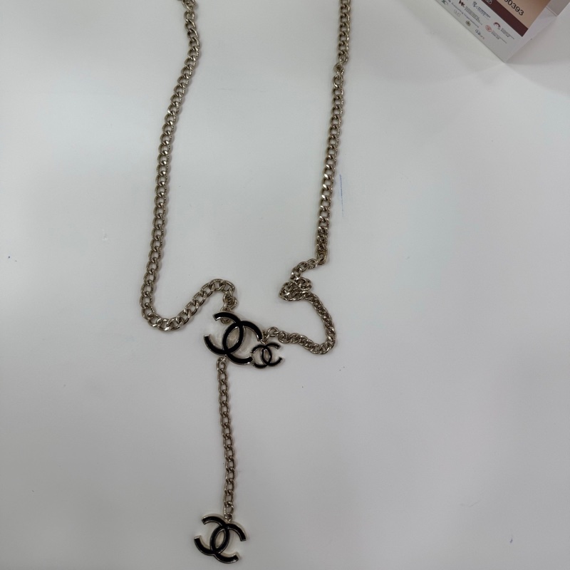 CHANEL香奈兒經典雙C珐琅毛衣鏈腰鏈，鏈長100cm，淡金色，雙用設計，既可作腰鏈也可作項鍊，超級百達-0