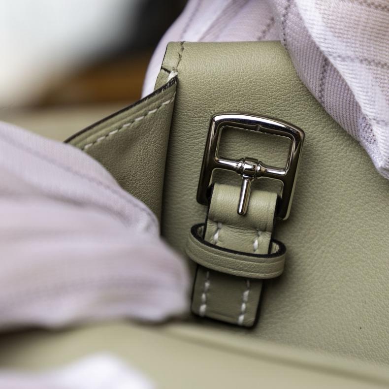 HERMES(愛馬仕) HERMES HALZAN 22CM 鼠尾草綠 羊皮-4