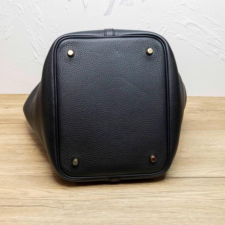 HERMES(愛馬仕) Picotin 菜籃子 22 89黑色 TC皮 銀扣-4