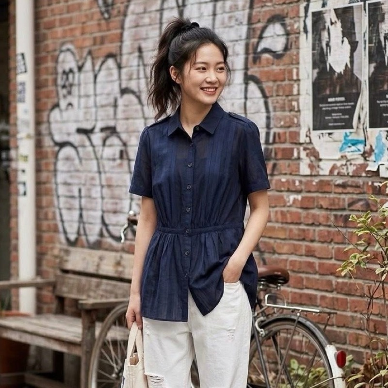 BURBERRY  倫敦 深藍肩扣格紋長版上衣-0