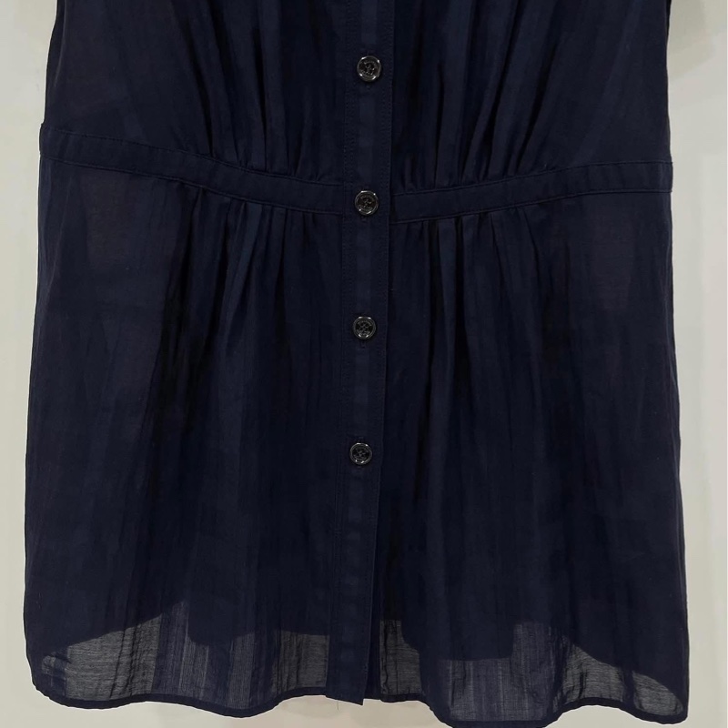 BURBERRY  倫敦 深藍肩扣格紋長版上衣-5