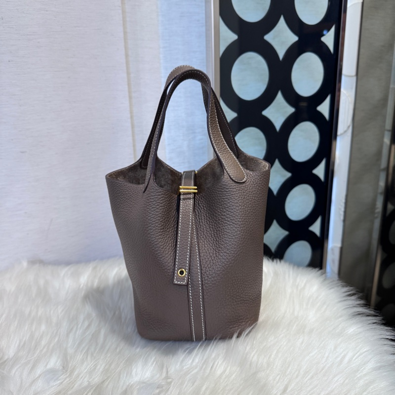 Hermes Picotin18 大象灰TC金釦-0