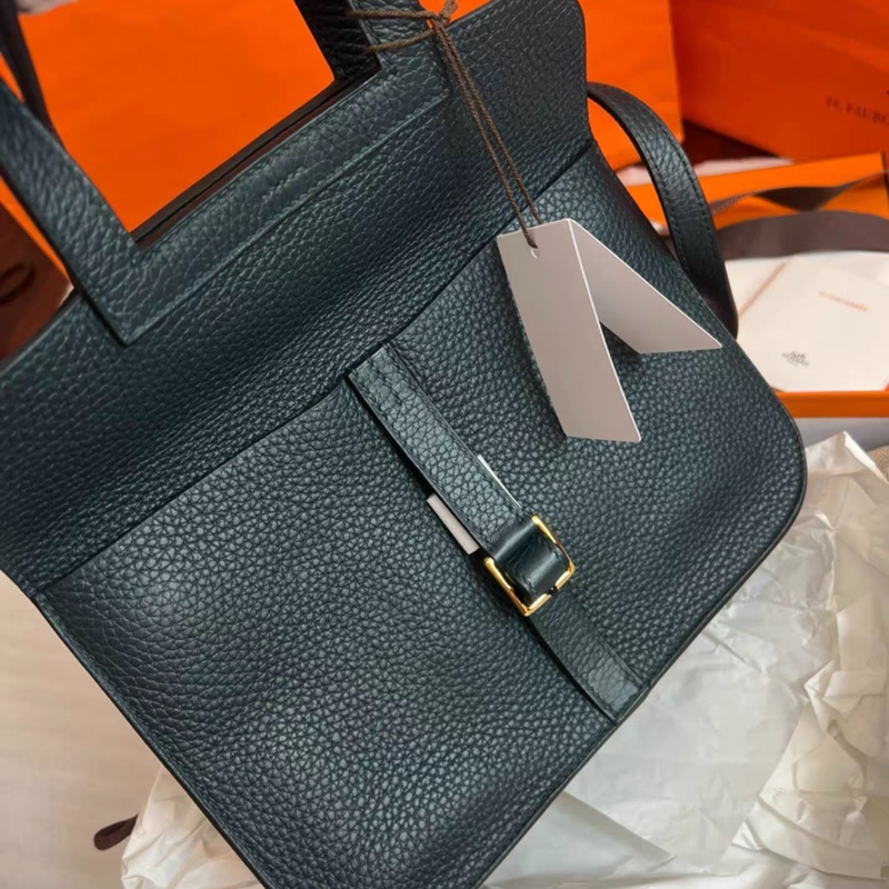 hermes 爱马仕halzan 25 tc皮松柏绿金扣Z刻 尺寸25-18-7 附件盒子 防尘袋吊牌-1