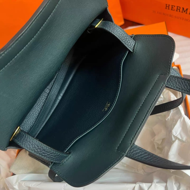 hermes 爱马仕halzan 25 tc皮松柏绿金扣Z刻 尺寸25-18-7 附件盒子 防尘袋吊牌-5