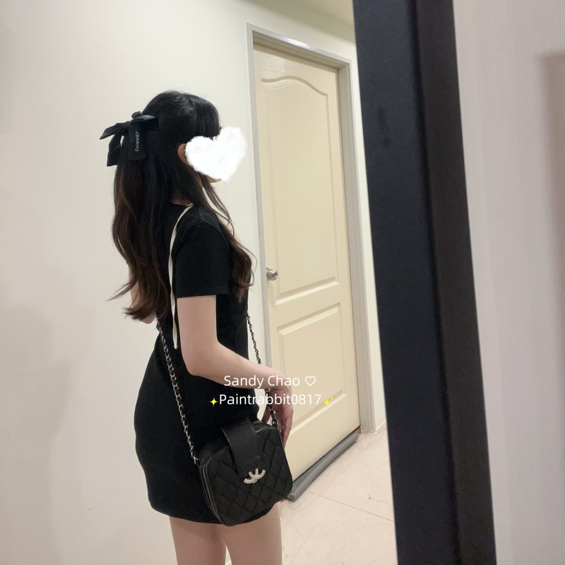 ෆ Chanel鴛鴦扣黑色相機包 盒子包-6