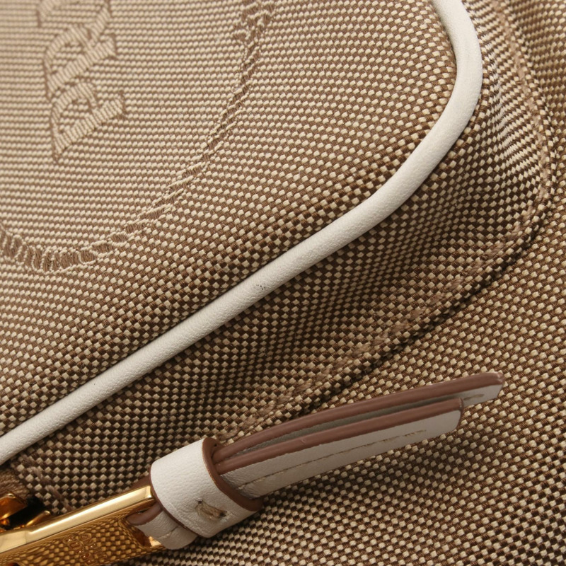 PRADA LOGO JACQUARD 單肩包 1BH038 帆布皮革 米白色 二手-4