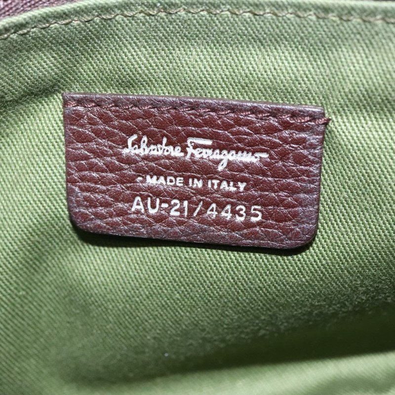 【日本直送】Salvatore Ferragamo 配件袋 絨面革 棕色 銀色 正品 89721-11