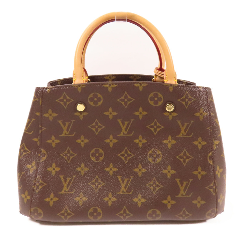 LOUIS VUITTON Monogram Montaigne BB金扣手挽肩背兩用袋棕色-1