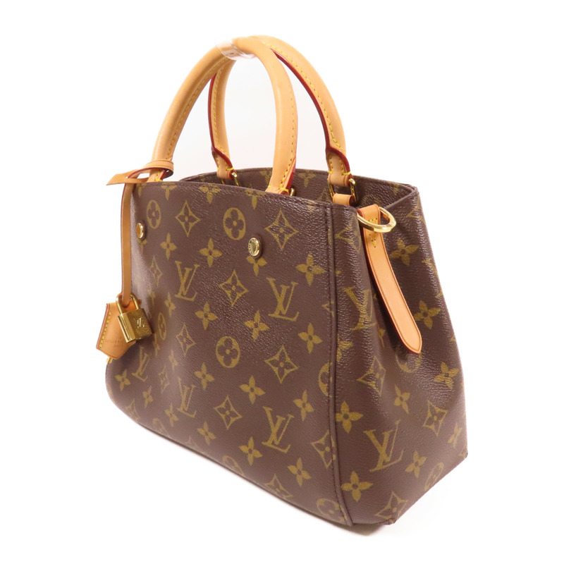 LOUIS VUITTON Monogram Montaigne BB金扣手挽肩背兩用袋棕色-2