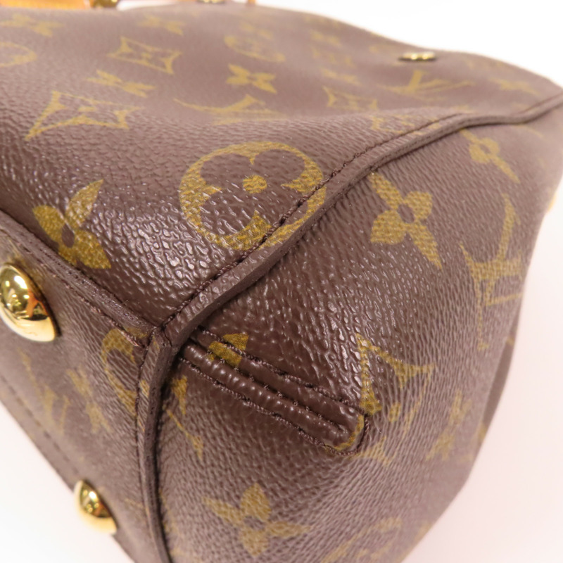 LOUIS VUITTON Monogram Montaigne BB金扣手挽肩背兩用袋棕色-5