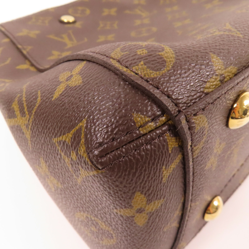 LOUIS VUITTON Monogram Montaigne BB金扣手挽肩背兩用袋棕色-6