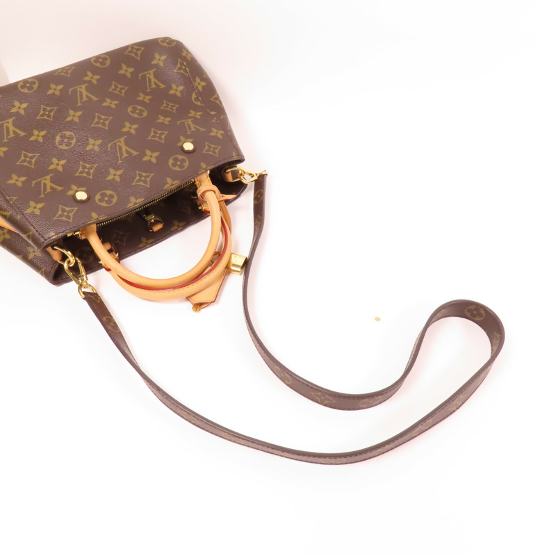 LOUIS VUITTON Monogram Montaigne BB金扣手挽肩背兩用袋棕色-8