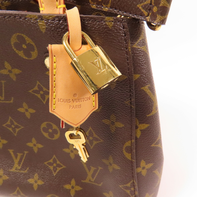 LOUIS VUITTON Monogram Montaigne BB金扣手挽肩背兩用袋棕色-9