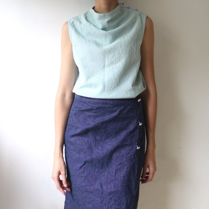 三宅ㄧ生Asha by MDS水藍色印度棉背心-1