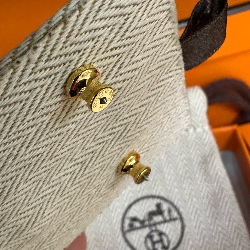 閒置未使用的Hermes愛馬仕mini櫻花粉琺瑯pop H耳釘-3